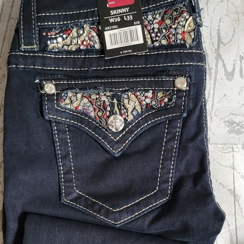 Miss Me Womens Signature Embellished Skinny Jeans Sz 26